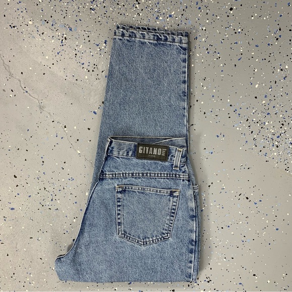 Vintage 80s Gitano Stonewash Blue Jeans High Waist Tapered Leg 12 Petite 31"x28" - Picture 9 of 10